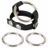 Bad Kitty - Leather Ball Strap and Penis Ring (Black-Silver) 