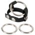 Bad Kitty - Leather Scrotum Strap and Penis Ring (Black-Silver)