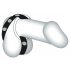 Bad Kitty - Leather Ball Strap and Penis Ring (Black-Silver) 