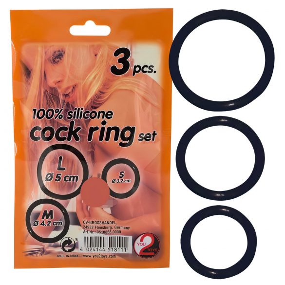 You2Toys - Silicone Cock Ring Trio - Black 