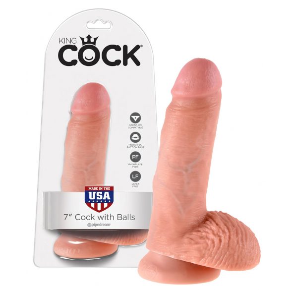 King Cock Ribbed Dildo 7" (18 cm) - Natural 