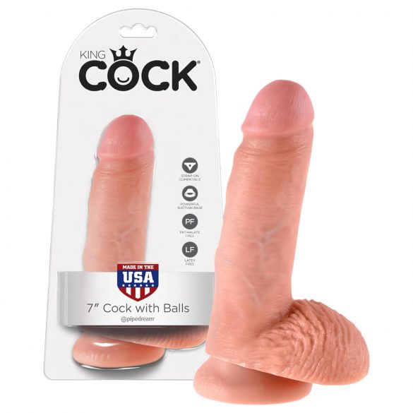 King Cock Ribbed Dildo 7" (18 cm) - Natural 