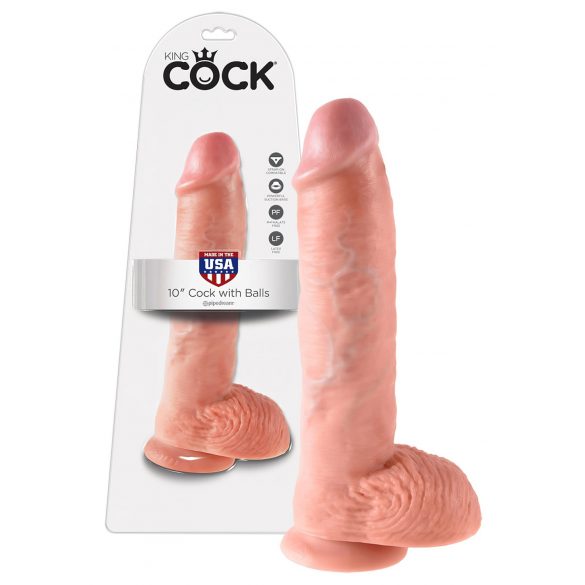 King Cock 10 Inch Large Dildo - Natural 