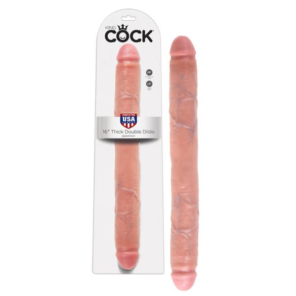 King Cock Dual Large Dildo (16 inches) - Natural 