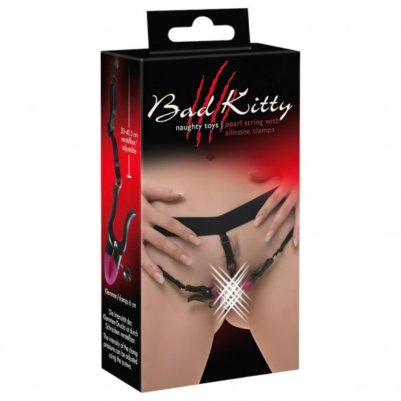 Bad Kitty - Crotchless Clamps with Panties - Purple-Black (S-L) 