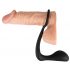 Black Velvet Anal Finger with Penis Ring (Black) 