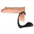 Black Velvet Anal Finger with Penis Ring (Black) 