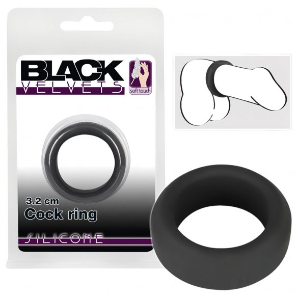 Black Velvet - Thick Wall Cock Ring (3.2cm) - Black 