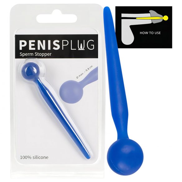 Dilator Sperm Stopper - Silicone Urethral Expander with Beads (Blue)