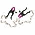 Bad Kitty - Nipple Clamps with Chain (Purple-Black) 