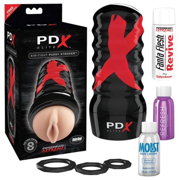 PDX Elite Air-Tight Pussy - Manual Suction Masturbator (Natural) 