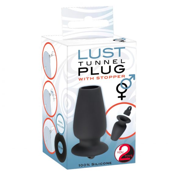 You2Toys - Lust Tunnel - Hollow Anal Expander Dildo with Plug (Black) 