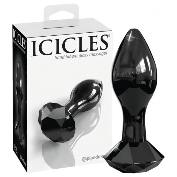 Icicles No. 78 - Black Glass Anal Dildo 