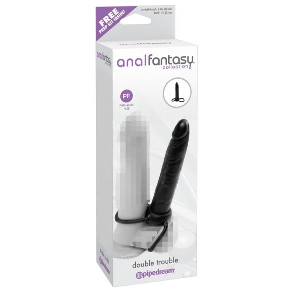 Anal Fantasy Double Trouble - Strap-on Anal Dildo (Black) 