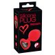 You2Toys Heart-Shaped Anal Plug M with Black Gem - Medium (Red) 