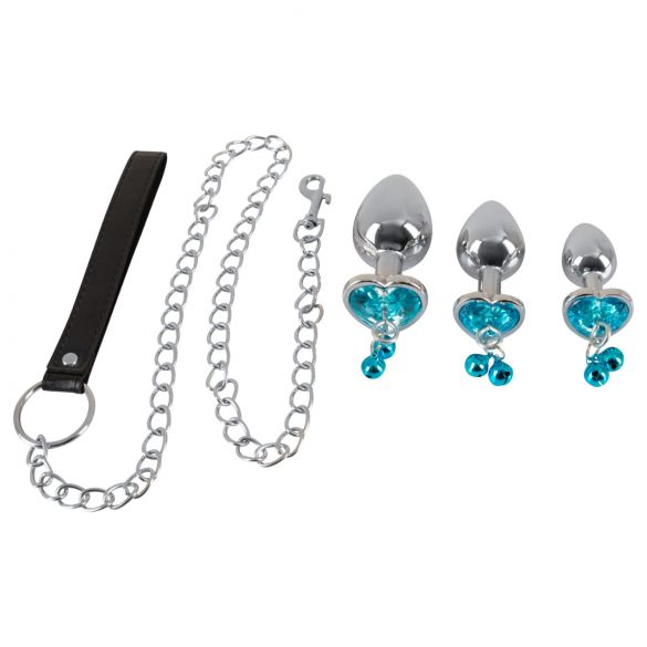 You2Toys - Butt Plug Set - Anal Plug Set with Leash (Silver)