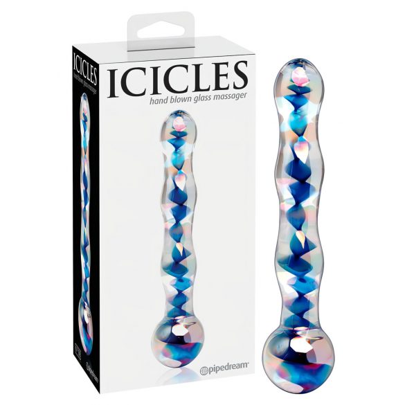 Icicles No. 08 - Wavy Double-Ended Glass Dildo (Transparent-Blue) 