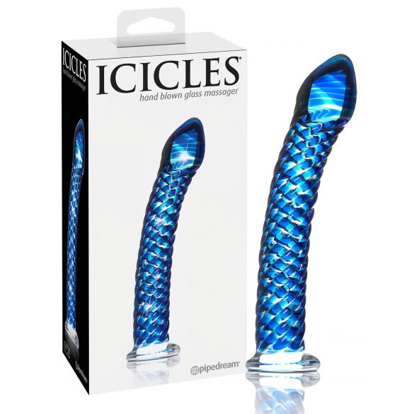 Icicles No. 29 - Spiral Glass Dildo with Penis Shape (Blue)