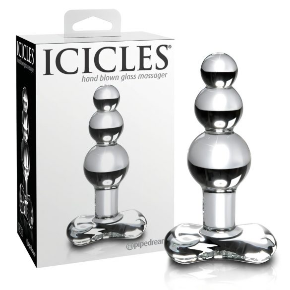 Icicles No. 47 - Triple Bead Glass Anal Dildo (Clear) 