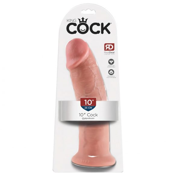 King Cock 10 - Large Suction Cup Dildo (25cm) - Natural 