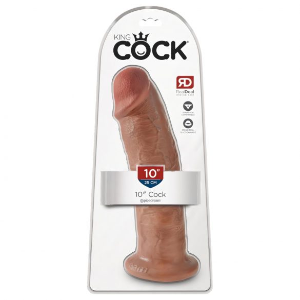 King Cock 10 - large suction cup dildo (25cm) - dark natural