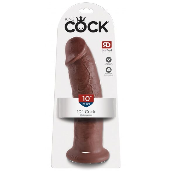 King Cock 10 - Large Suction Cup Dildo (25cm) - Brown 