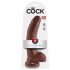 King Cock 9 - Large Suction Cup Dildo with Balls (23cm) - Brown