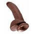 King Cock 9 - Large Suction Cup Dildo with Balls (23cm) - Brown