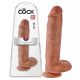 King Cock 11 - Suction Cup, Testicle Dildo (28cm) - Dark Natural