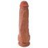 King Cock 11 - Suction Cup, Testicle Dildo (28cm) - Dark Natural