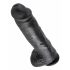 King Cock 11 - Large Suction Cup Dildo with Balls (28cm) - Black 