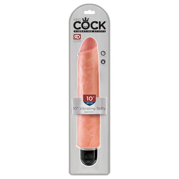 King Cock 10 Stiffy - waterproof, realistic vibrator (25cm) - natural