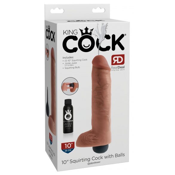 King Cock 10 - Realistic Squirting Dildo (10") - Nude 