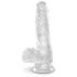 King Cock Clear 6 - Suction Base Small Dildo with Balls (15cm) 