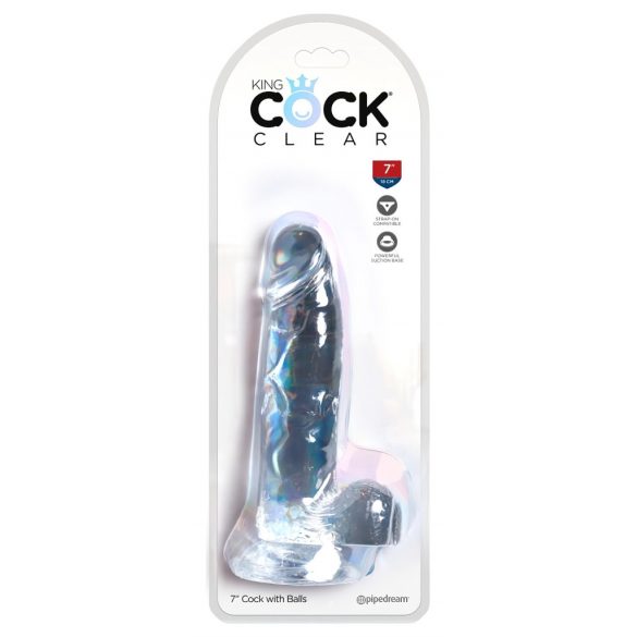 King Cock Clear 7 - Suction Cup Dildo with Balls (7 inch) 