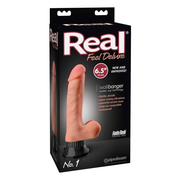 Real Feel Deluxe No.1 - realistic vibrator with testicles (natural)