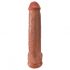 King Cock 15 - Suction Cup, Giant Dildo with Balls (38cm) - Dark Natural