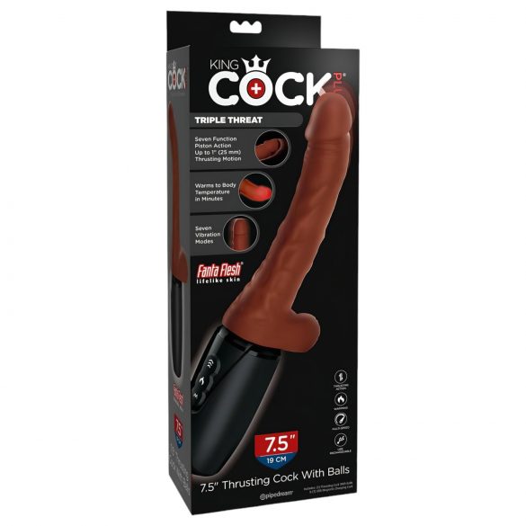 King Cock Plus 7.5 - Ballsy Thrusting Vibrator (Brown)