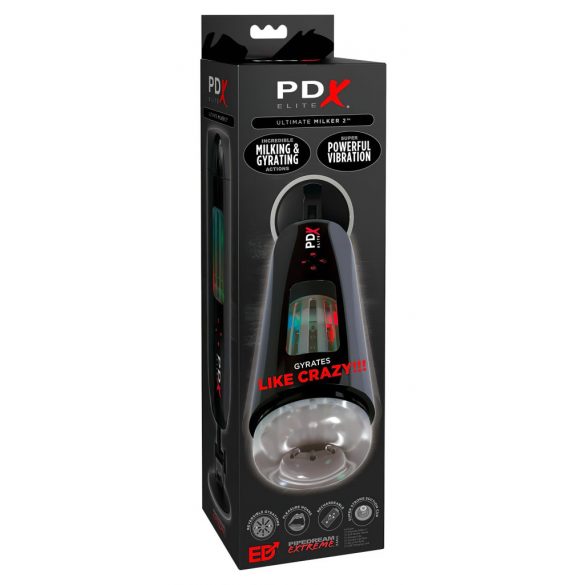 PDX Ultimate Milker 2 - Rechargeable Rotating Vibrating Masturbator (Black) 