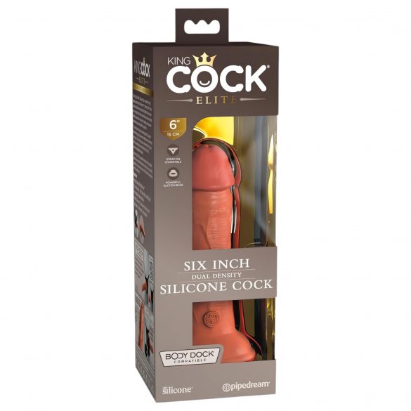 King Cock Elite 6 - Suction Cup Realistic Dildo (6 inches) - Dark 