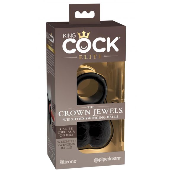 King Cock Elite Crown Jewels - Swinging Balls, Penis Sleeve (Black) 