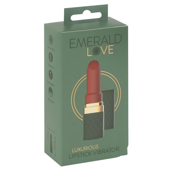 Emerald Love - Rechargeable, Waterproof Lipstick Vibrator (Green-Burgundy) 