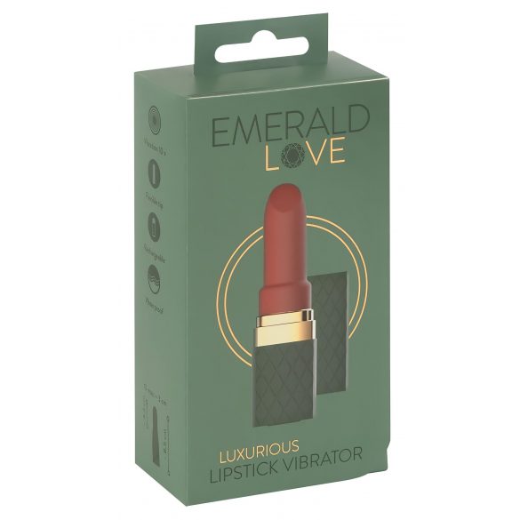 Emerald Love - rechargeable, waterproof lipstick vibrator (green-burgundy)