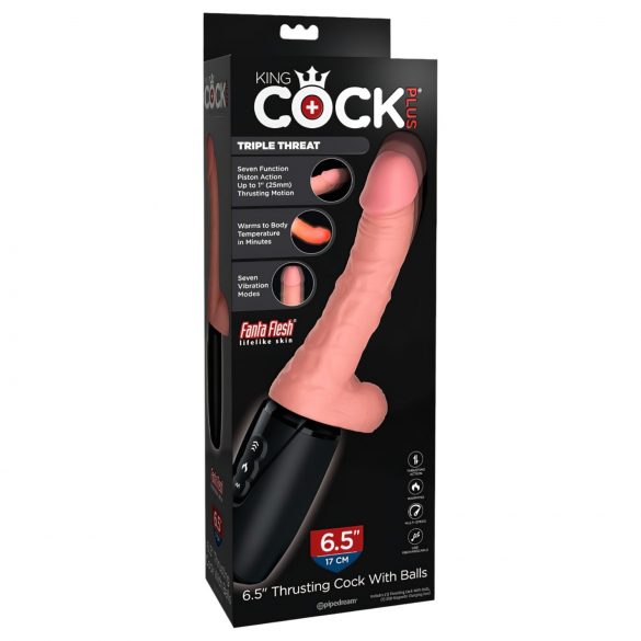 King Cock Plus 6.5 - Testicle Thrusting Vibrator - Natural 