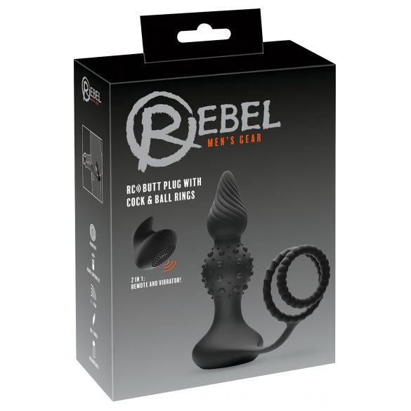 Rebel 2in1 - Wireless Anal Vibrator with Cock Ring (Black) 