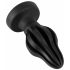 ANOS - Super Soft, Ribbed Anal Dildo - 7cm (Black) 