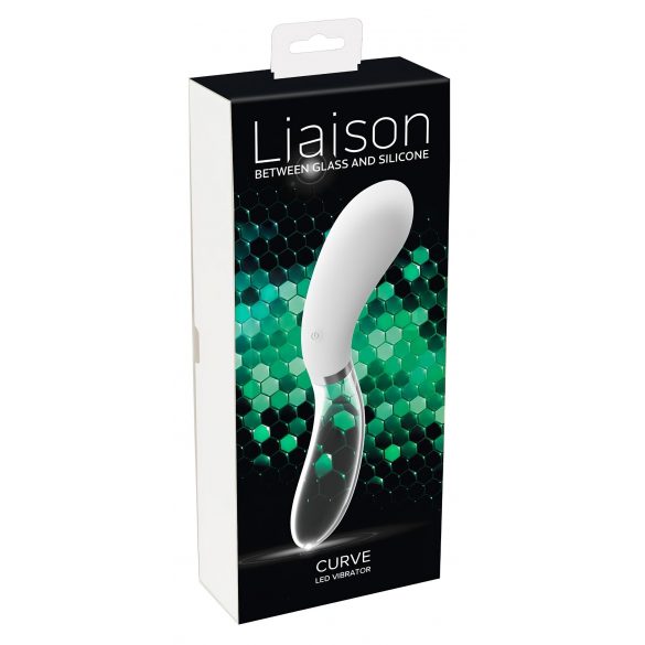 Liaison Curve - Battery Operated LED Vibrator (Transparent-White) 