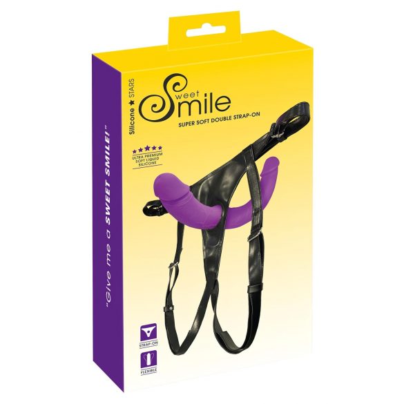 SMILE - Adjustable Double Dildo with Base (Purple-Black)