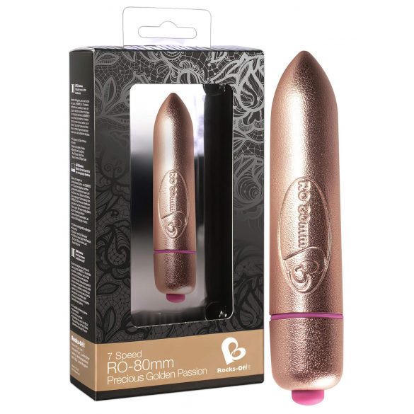 RO-80mm - Small Lipstick Vibrator (7 Patterns) - Gold 