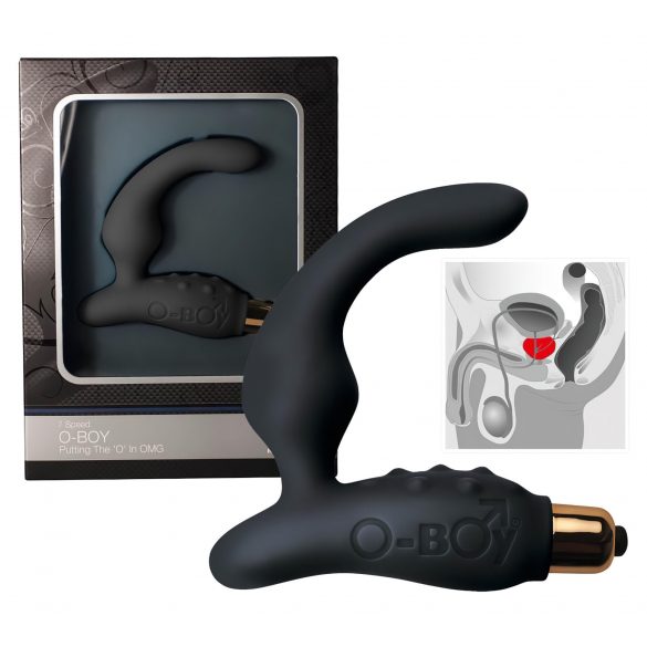 O-Boy Slim Silicone Prostate Vibrator - Black (7 Patterns) 